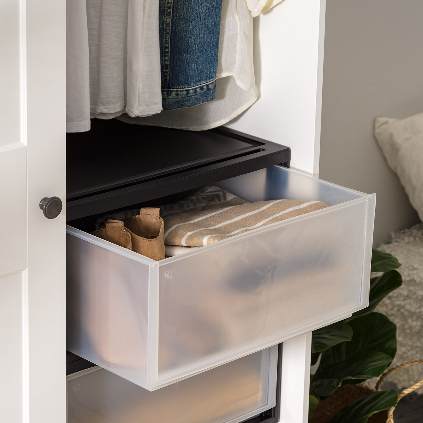 IRIS USA MSD-3 Compact Stacking, Stackable Plastic Drawer Unit, 47 Quart, Black, 2 Count - IRIS USA, Inc.