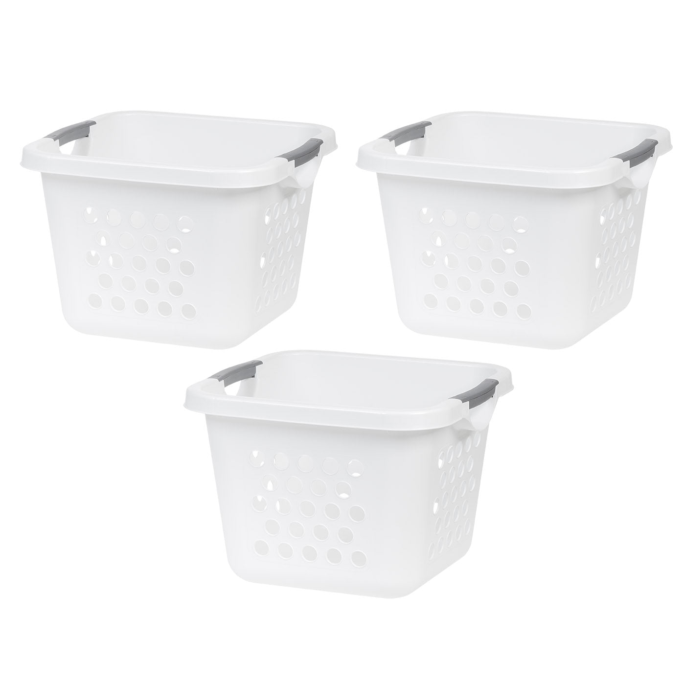 IRIS USA HLB-2 30L Compact Laundry Basket/Hamper, Plastic Storage Basket/Organizer with easy lift handles, 3 Pack - IRIS USA, Inc.