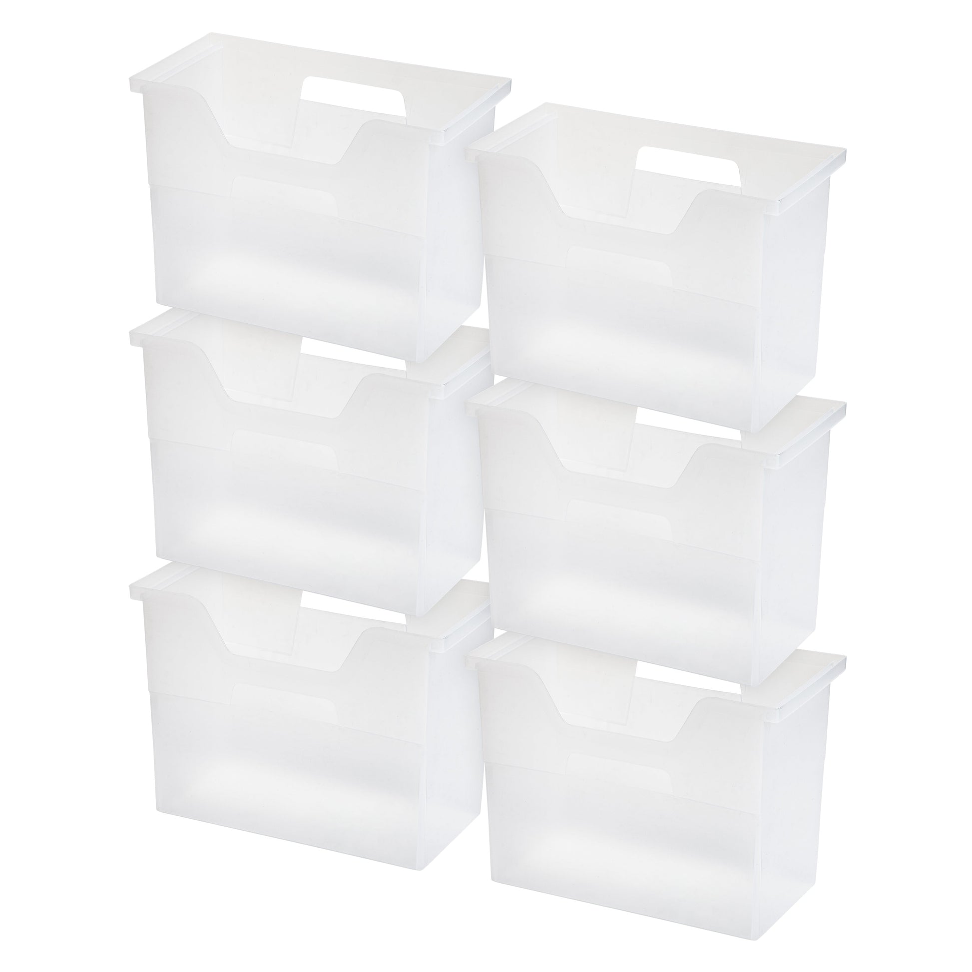 IRIS USA 2021 Edition OTFB-M Open Storage Basket, File Organizer, Medium, White Clear, 6 Pack - IRIS USA, Inc.