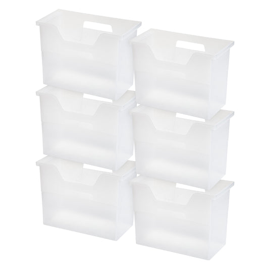 IRIS USA 2021 Edition OTFB-M Open Storage Basket, File Organizer, Medium, White Clear, 6 Pack - IRIS USA, Inc.