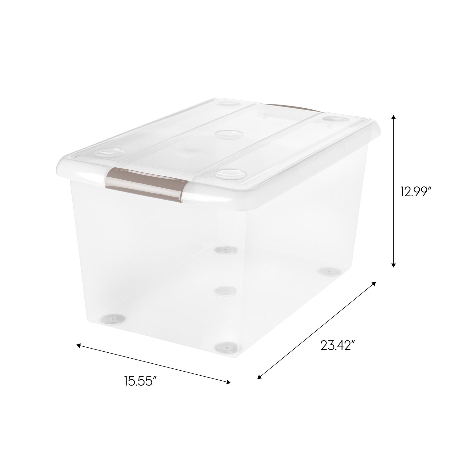 61 Quart Store And Slide Storage Box, 6 Pack, Clear with Tan Handles - IRIS USA, Inc.