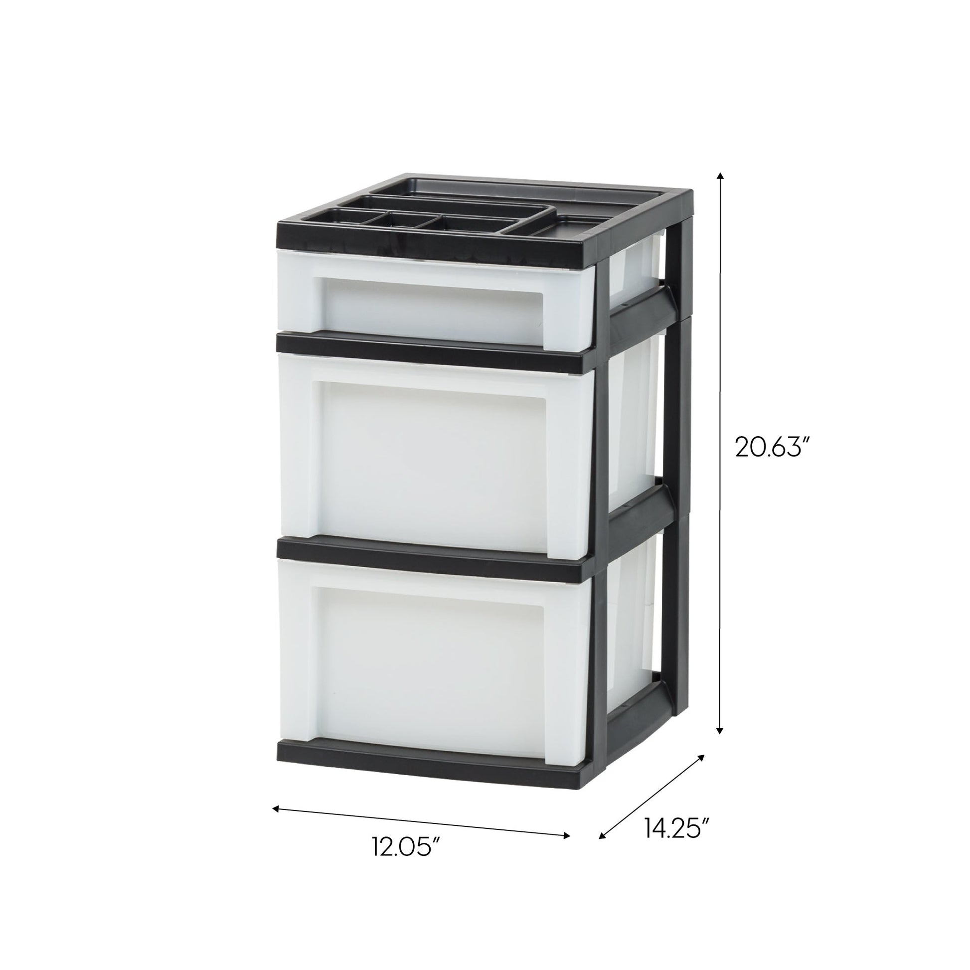 IRIS USA  Plastic Storage, Organizer Drawer Cart, 3, Black/Pearl - IRIS USA, Inc.
