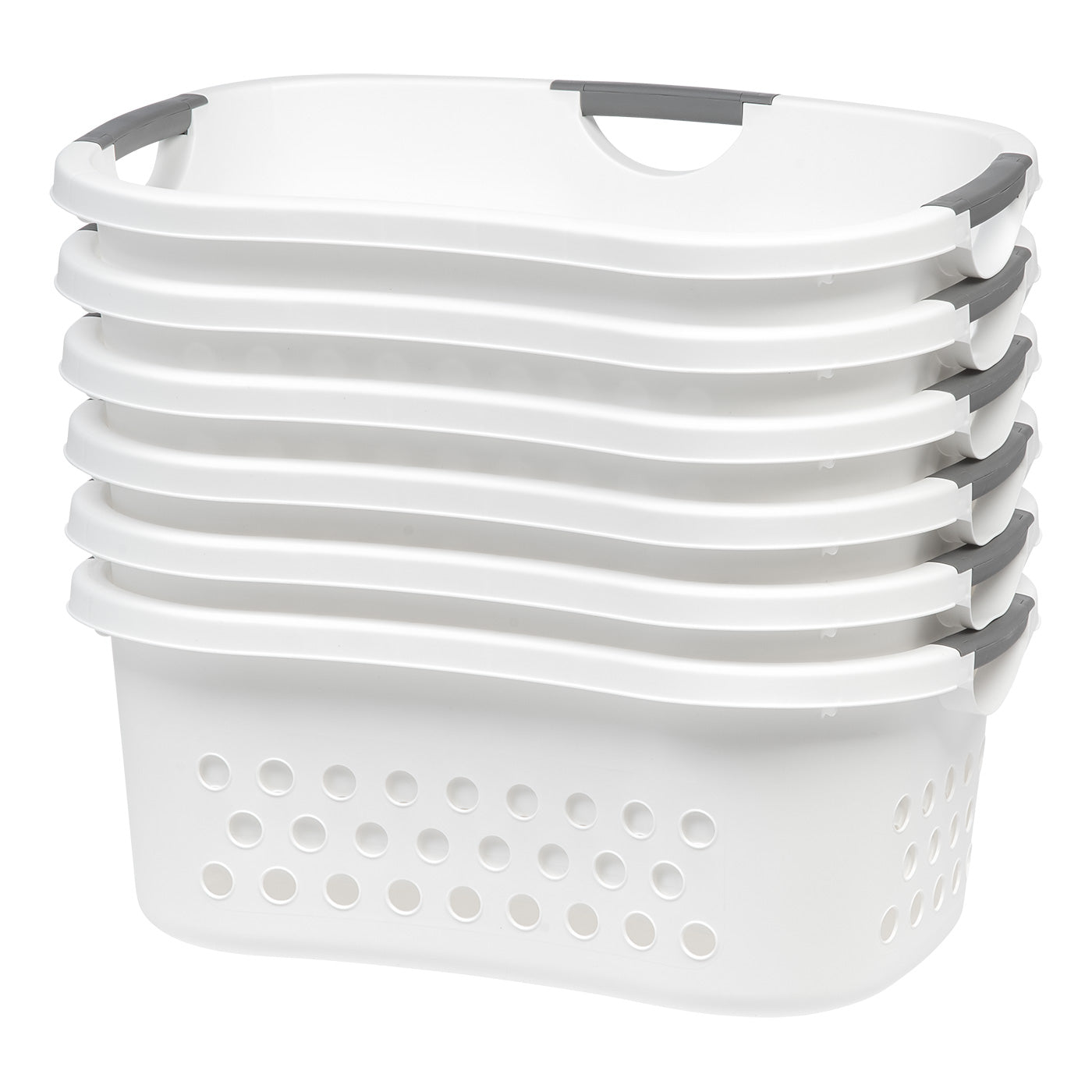 IRIS USA 48L Plastic Hip Hold Laundry Basket Hamper Organizer with Built-In Comfort Carry Handles, 1.3 Bushel, for Closet, Dorm, Laundry Room, Bedroom, Nestable, Ventilation Hole, Large, White - IRIS USA, Inc.