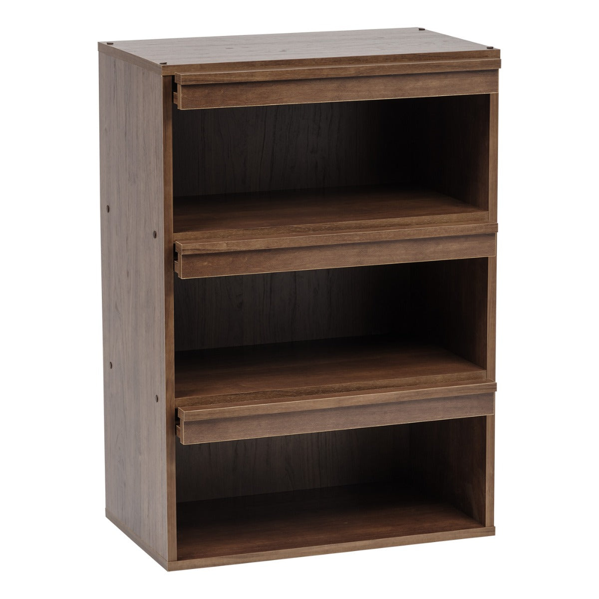 3-Tier Wood Shelf with Pocket Doors, Brown, Collan Series - IRIS USA, Inc.