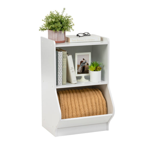 2-Tier Shelf Organizer with Easy Access Angled Cubby - White - IRIS USA, Inc.