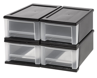 7 Quart Stacking Drawer, 4 Pack, Black - IRIS USA, Inc.