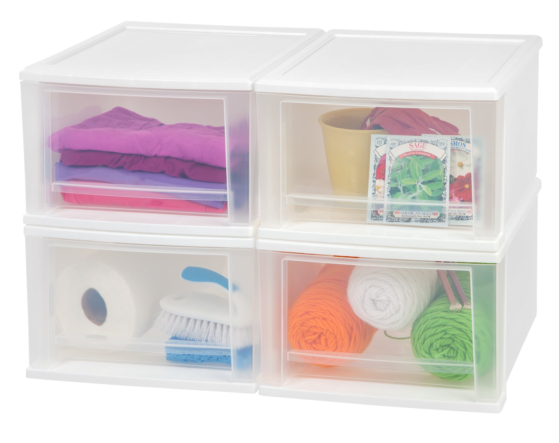 Stacking Storage with Drawer - Nested 4 Pack - 17 QT - IRIS USA, Inc.