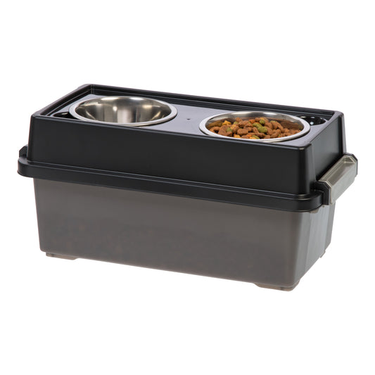 Medium Elevated Feeder with Airtight Storage, Black - IRIS USA, Inc.