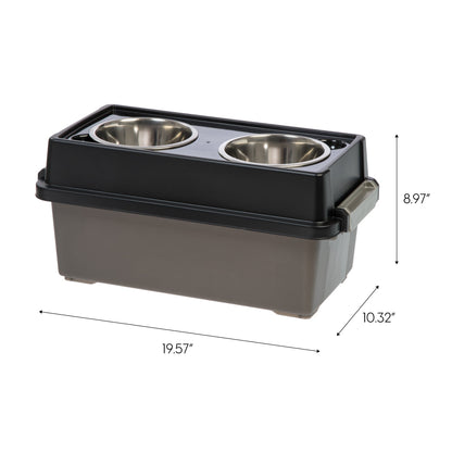 Medium Elevated Feeder with Airtight Storage, Black - IRIS USA, Inc.