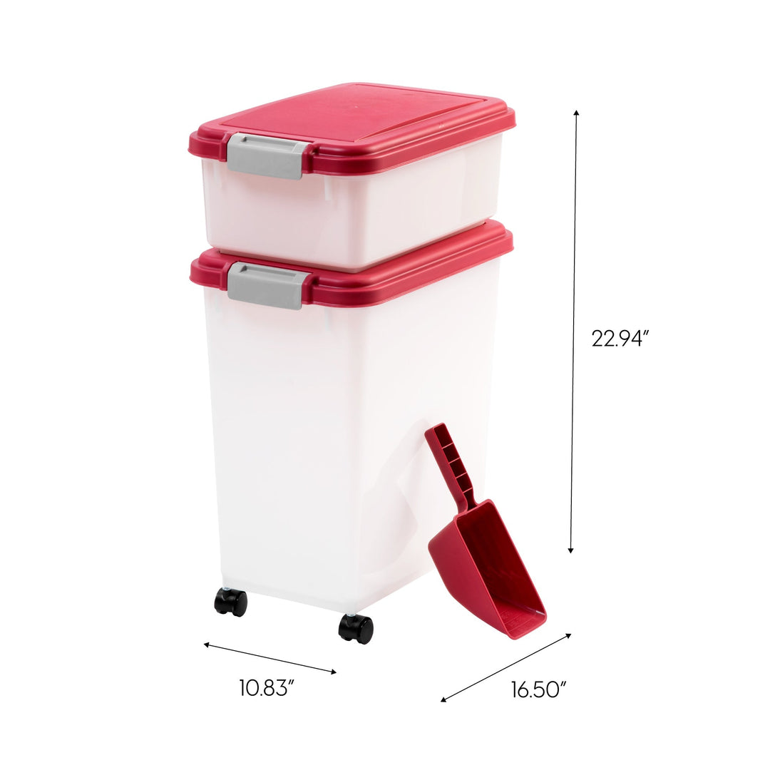 3-Piece Airtight Pet Food Container Combo, Red/Pearl - IRIS USA, Inc.