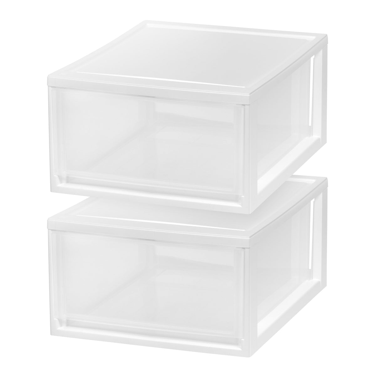 Stackable Drawer Unints Compact Stacking, Stackable Plastic Drawer Unit, 29.5 Quart, White, 2 ...