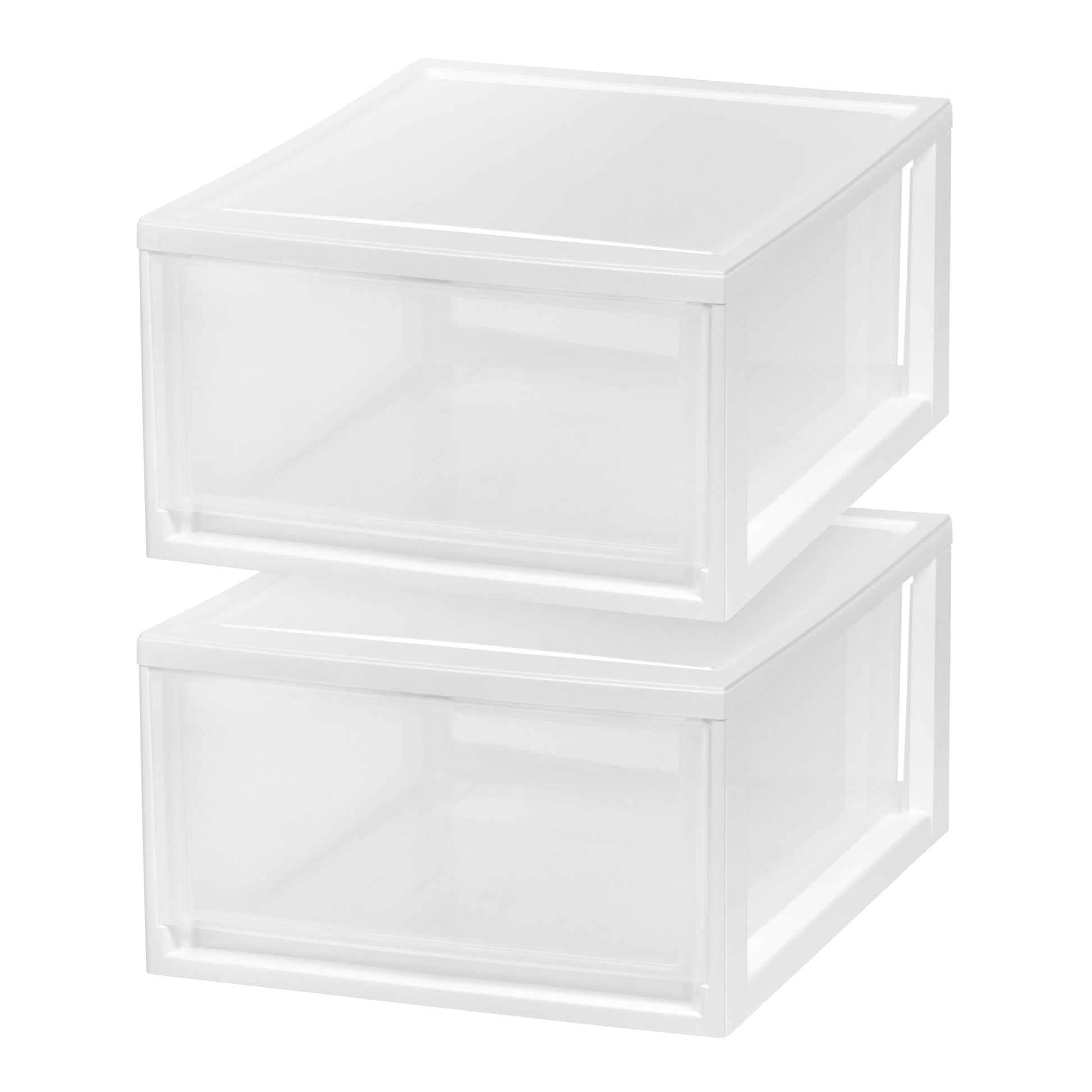 IRIS USA MSD-3 Compact Stacking, Stackable Plastic Drawer Unit, 29.5 Quart, White, 2 Count - IRIS USA, Inc.