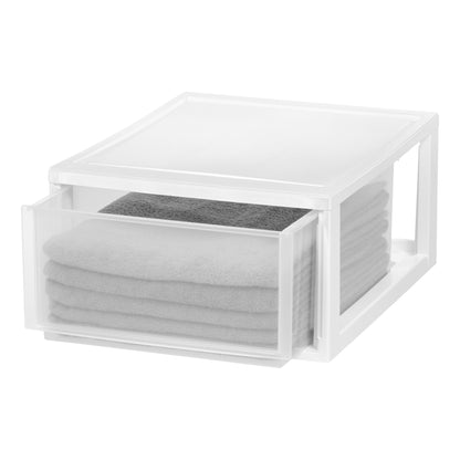 IRIS USA MSD-3 Compact Stacking, Stackable Plastic Drawer Unit, 29.5 Quart, White, 2 Count - IRIS USA, Inc.