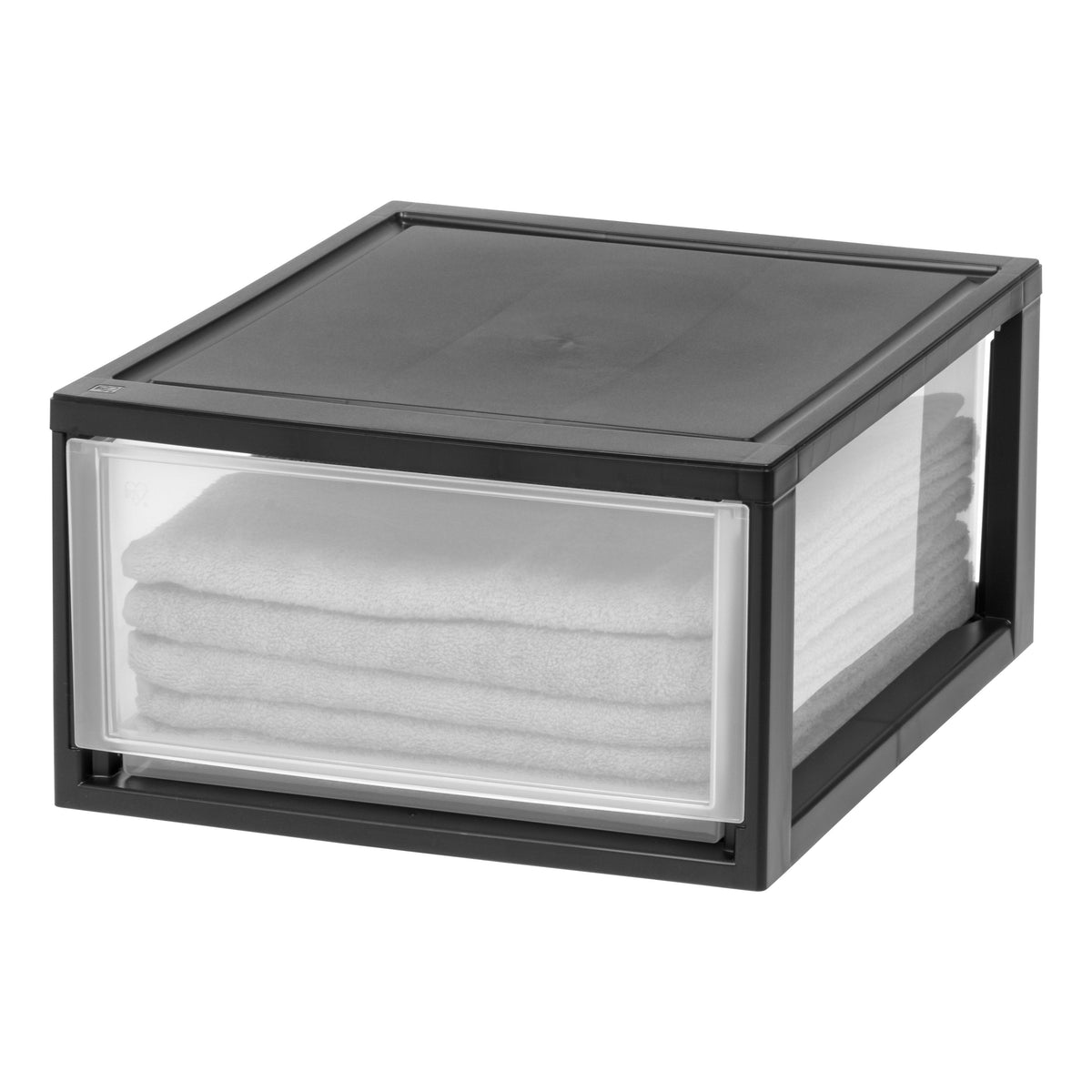 Stackable Drawer Unints Compact Stacking, Stackable Plastic Drawer Unit, 29.5 Quart, Black, 2 ...
