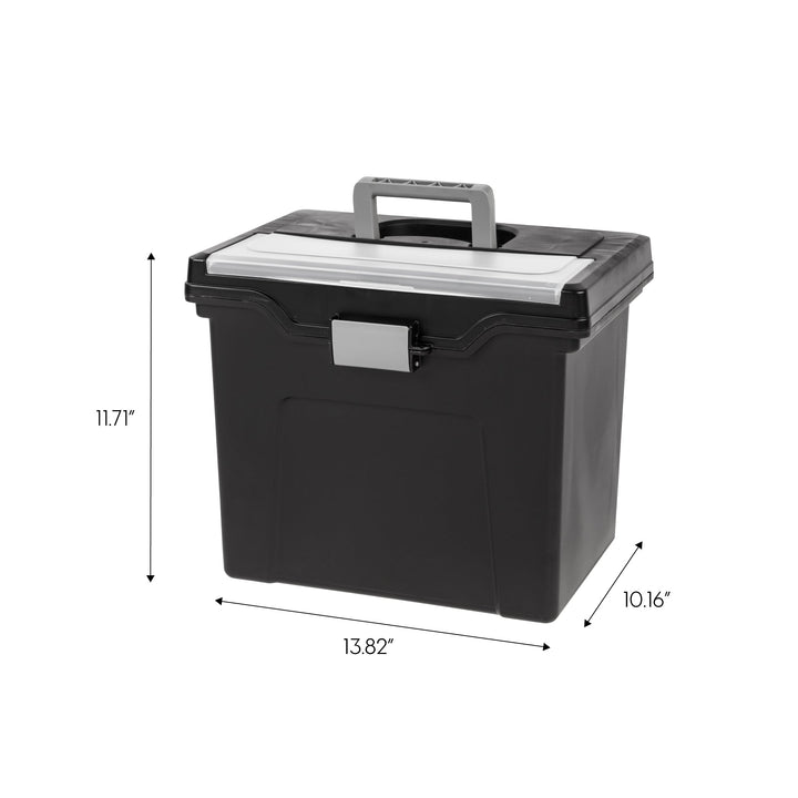 Plastic Office Storage Portable Legal File-Box with Organizer-Lid, Black - IRIS USA, Inc.