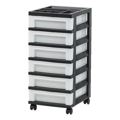 Plastic Storage-Drawer, Organizer-Cart, 3, Black/Pearl - IRIS USA, Inc.