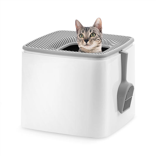 IRIS USA Premium Top Entry Cat Litter Box PRCL-SQ, White - IRIS USA, Inc.