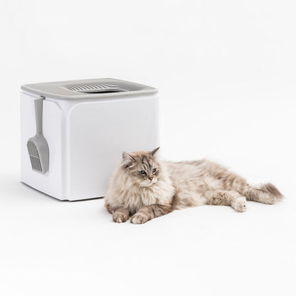 IRIS USA Premium Top Entry Cat Litter Box PRCL-SQ, White - IRIS USA, Inc.