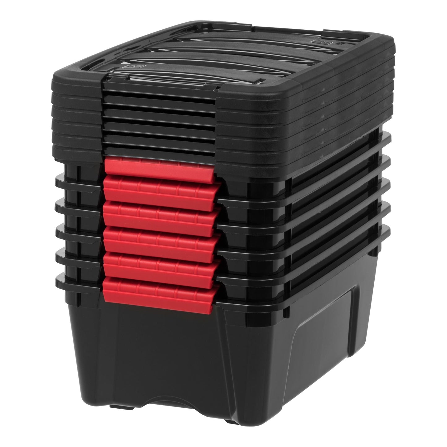 IRIS USA 12 Quart Stack & Pull™ Box, Black & Red, Set of 6 - IRIS USA, Inc.