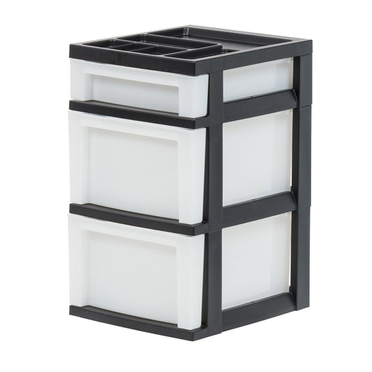 IRIS USA  Plastic Storage, Organizer Drawer Cart, 3, Black/Pearl - IRIS USA, Inc.