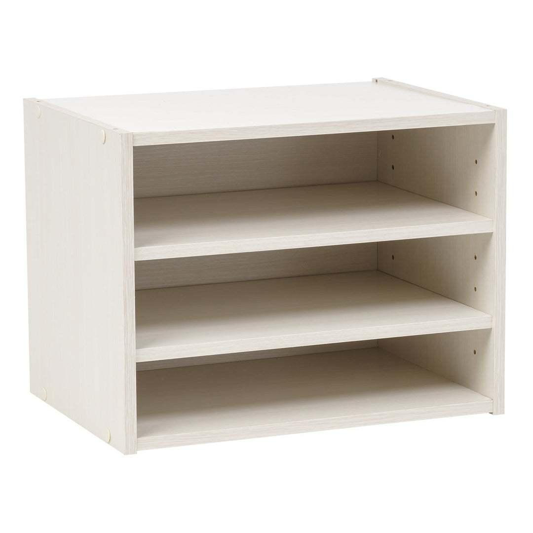 TACHI Modular Wood Storage Organizer Box with Adjustable Shelves, Off White - IRIS USA, Inc.