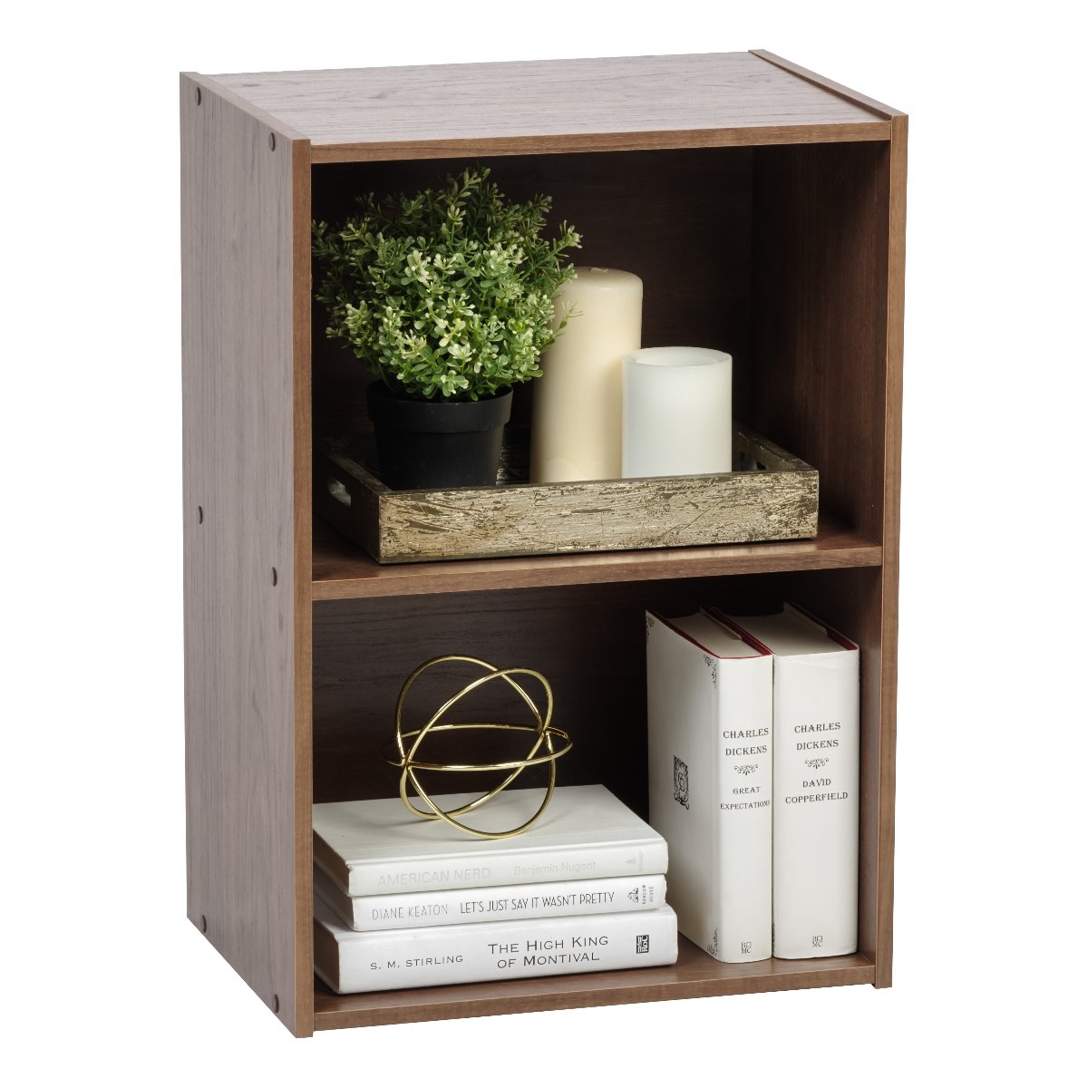 2-Tier Wood Storage Shelf, Brown - IRIS USA, Inc.