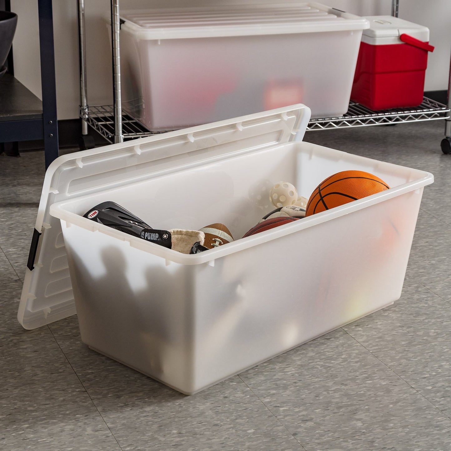 Stackable Buckle Down Storage Box - 91 QT 4 Pack - IRIS USA, Inc.