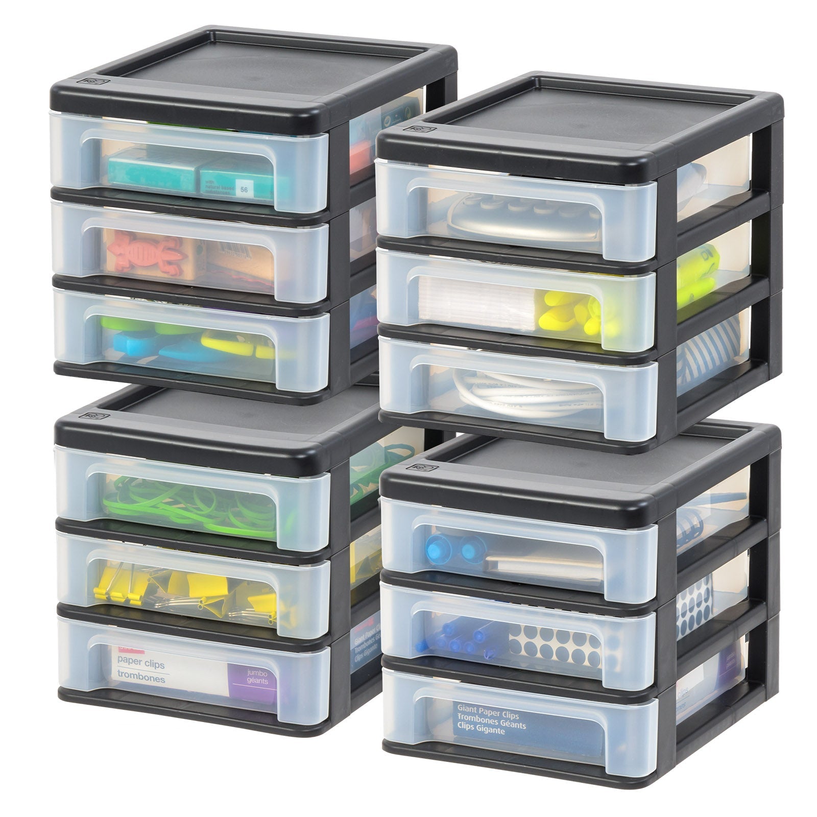 Compact Desktop Organizer Small - 3 Drawer 4 Pack - IRIS USA, Inc.