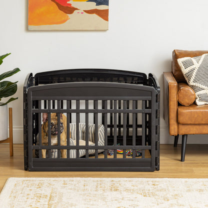 24" Exercise 4-Panel Pet Dog Playpen without door, Black - IRIS USA, Inc.