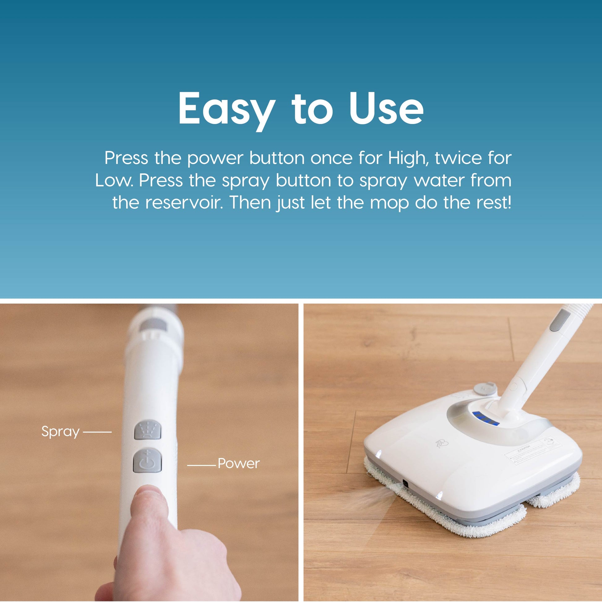 Electric Mop Cordless Vibrating with Water Spray with 8 Cleaning Pads - IRIS USA, Inc.