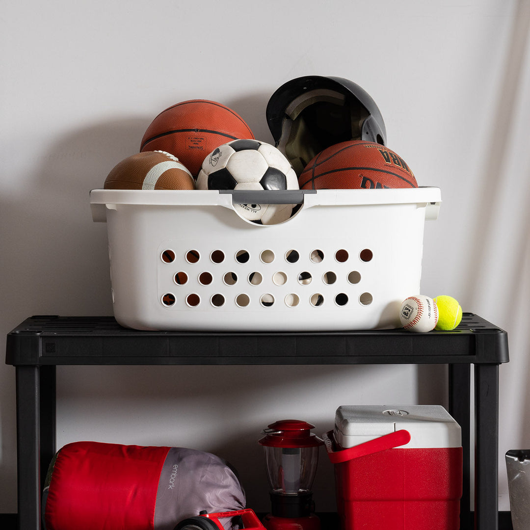 IRIS USA 48L Plastic Hip Hold Laundry Basket Hamper Organizer with Built-In Comfort Carry Handles, 1.3 Bushel, for Closet, Dorm, Laundry Room, Bedroom, Nestable, Ventilation Hole, Large, White - IRIS USA, Inc.