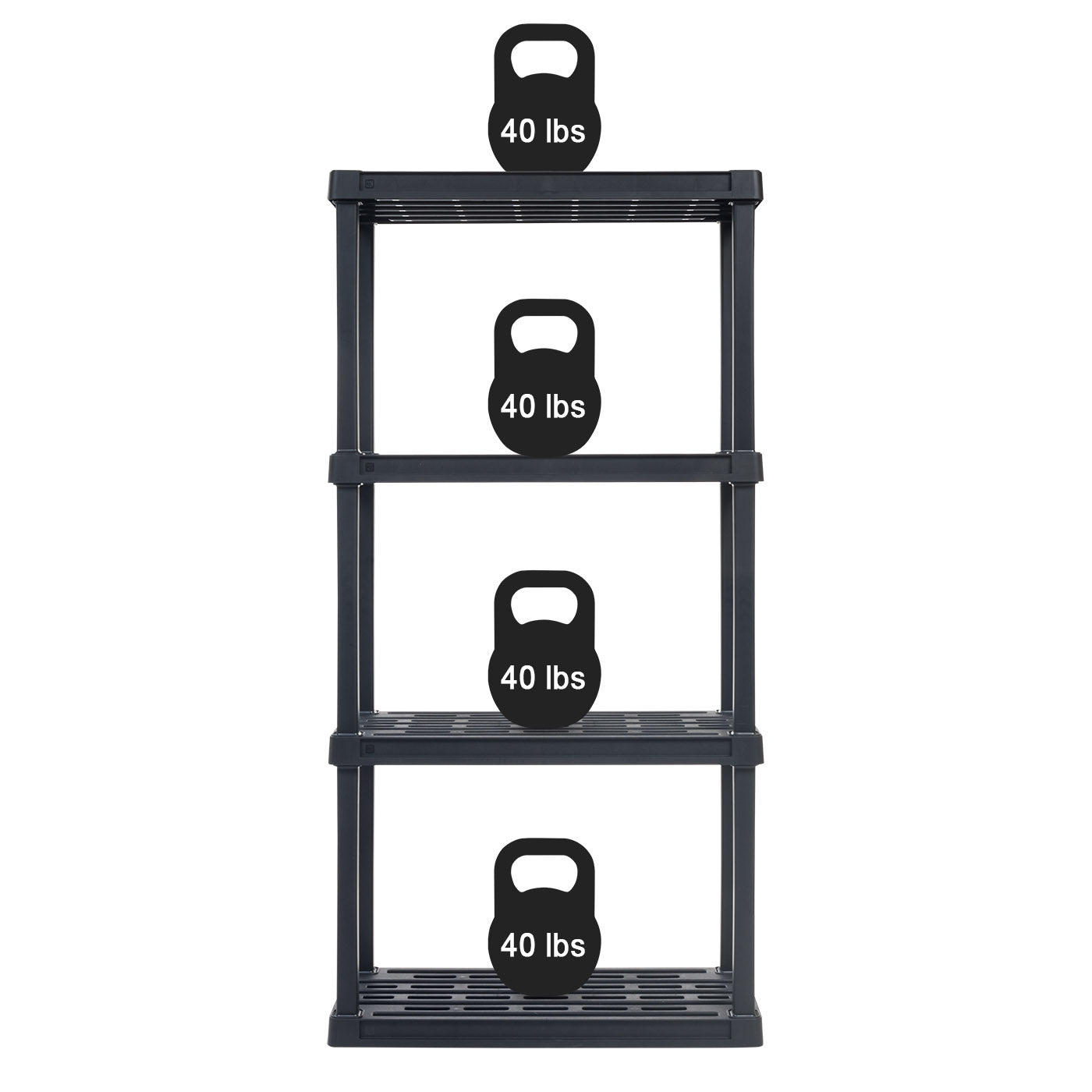 IRIS USA 3-Tier Multi-purpose Shelf Display Rack, Utility Rack, Storage Organizer Shelving Unit for Pantry, Closet, Kitchen, Laundry or Garage - Black - IRIS USA, Inc. #size_4-tier