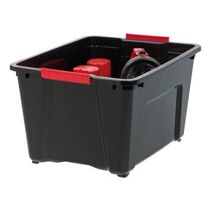 Stack & Pull™ Storage Box - 32 QT, 6 Pack, Black - IRIS USA, Inc.