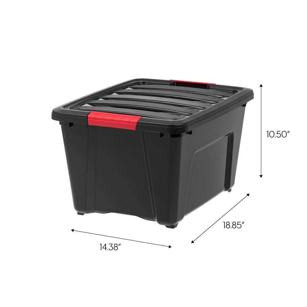 Stack & Pull™ Storage Box - 32 QT, 6 Pack, Black - IRIS USA, Inc.